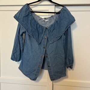 Blue Denim Off-Shoulder Top